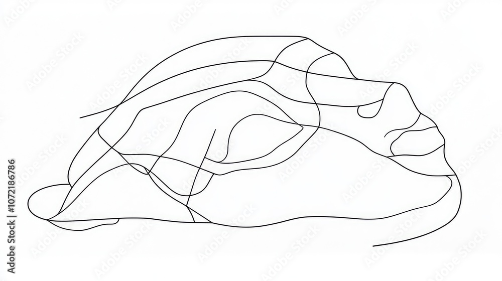 Simple black line art of a single continuous line forming an abstract ...