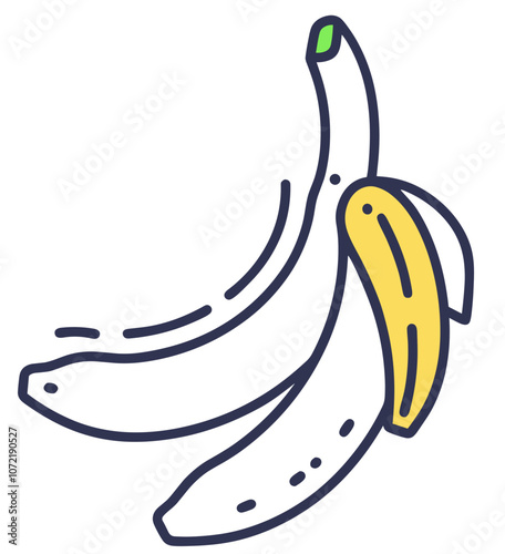 Banana icon illustration featuring a bunch of ripe and unripe bananas in a simple line art style