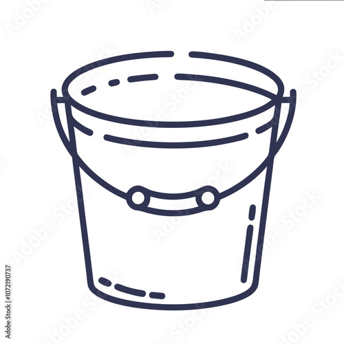 Simple bucket icon illustration featuring a smooth design and handle, minimalist line art style