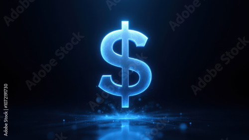 A digital rendering of a $ symbol with a futuristic overlay representing cryptocurrency or blockchain technology.