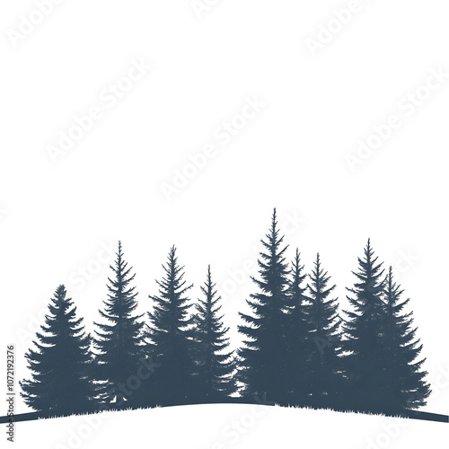 pine tree silhouettes, white background,