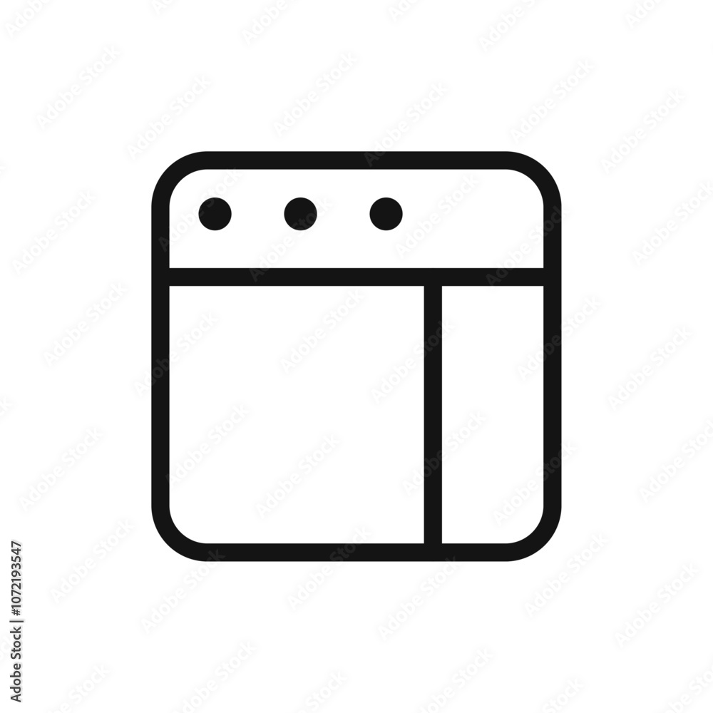 Browser window icon black and white vector outline sign Browser window icon black and white vector outline sign