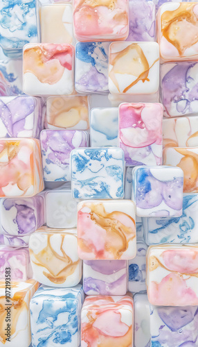Marble textures in vibrant pastel shades for an artistic background