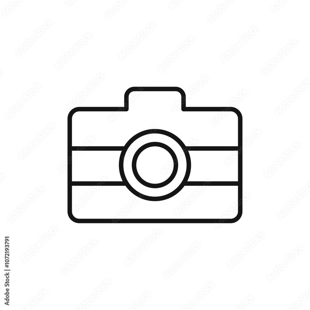 Camera icon black and white vector outline sign Camera icon black and white vector outline sign
