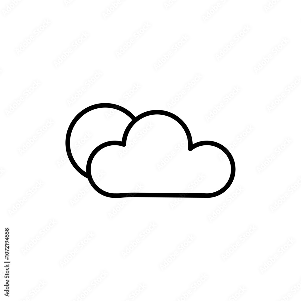 Cloudy Day icon black and white vector outline sign Cloudy Day icon black and white vector outline sign