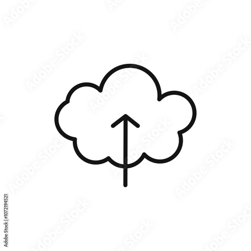 Cloud upload icon black and white vector outline sign photo