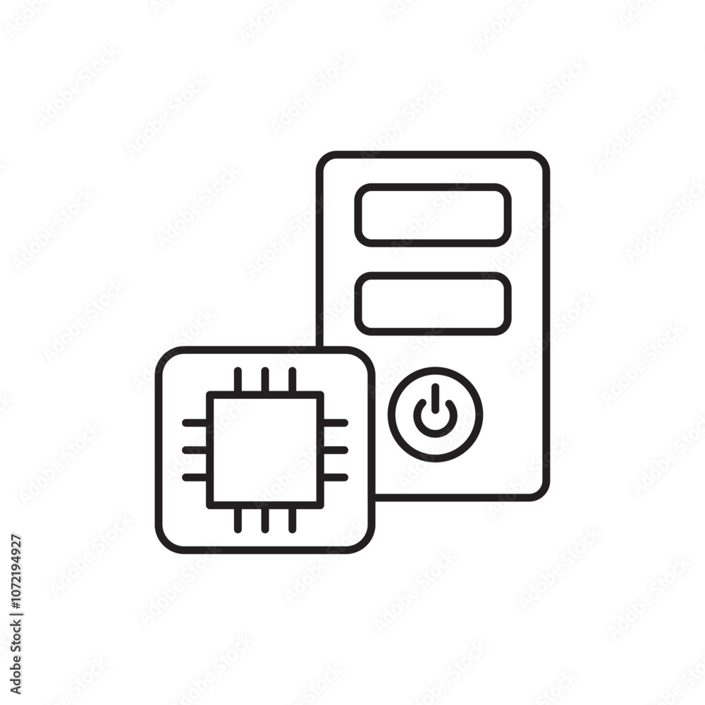 CPU icon black and white vector outline sign CPU icon black and white vector outline sign