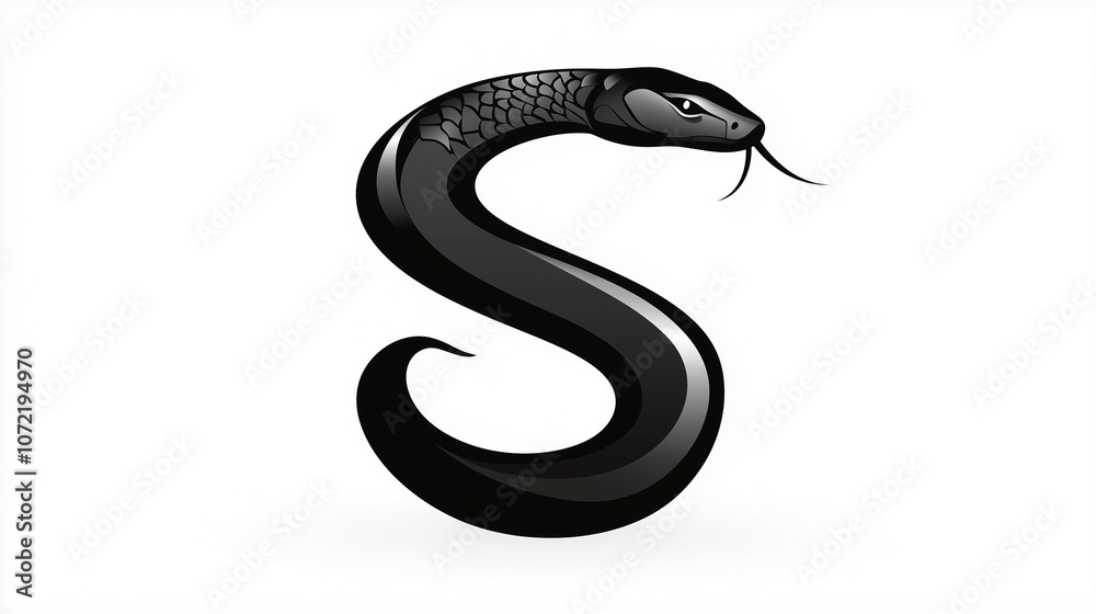 Fototapeta premium A black snake on a white background