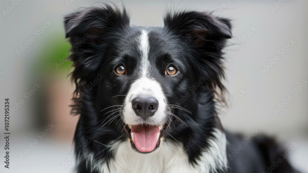 A Border Collie dog looking at the camera with a happy expression on its face A Border Collie dog looking at the camera with a happy expression on its face
