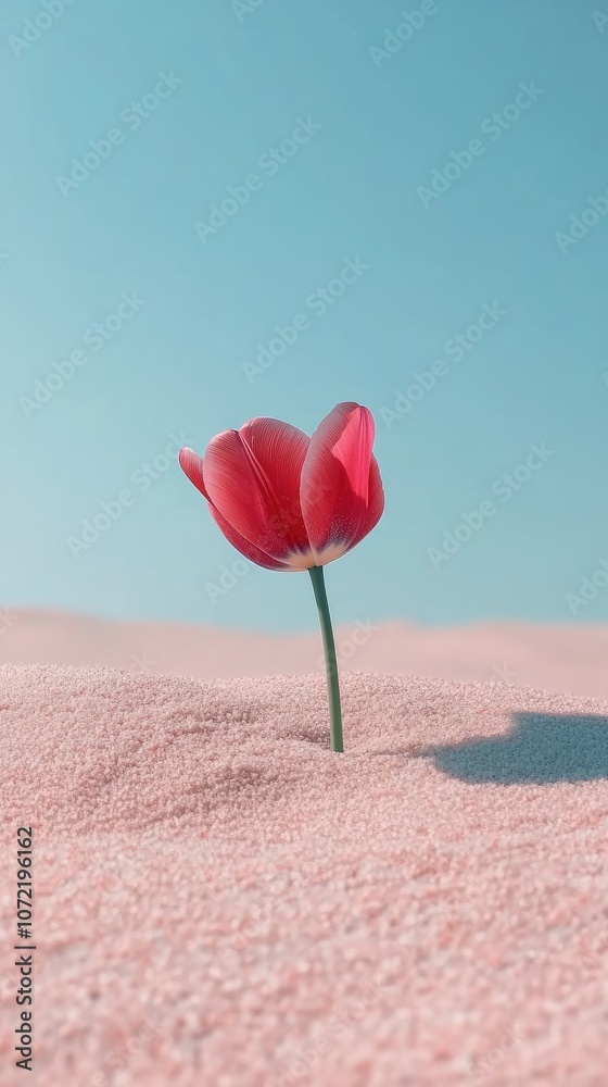 Fototapeta premium Vibrant Tulips on Plain Background