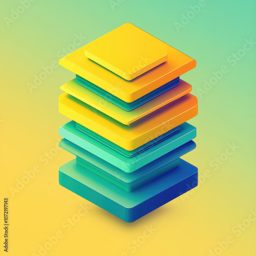 StackofColorful3DBlocksinLayeredArrangement,DigitalIllustrationinVibrantColors photo