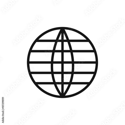 Globe icon black and white vector outline sign