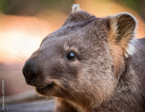 Australischer Wombat – niedliches Tierportrait in natürlicher Umgebung photo