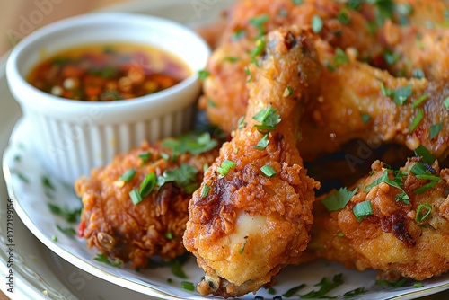 Fried chicken with Thai sweet chili sauce