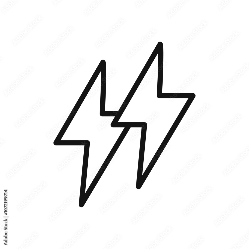 Lightning bolt icon black and white vector outline sign Lightning bolt icon black and white vector outline sign