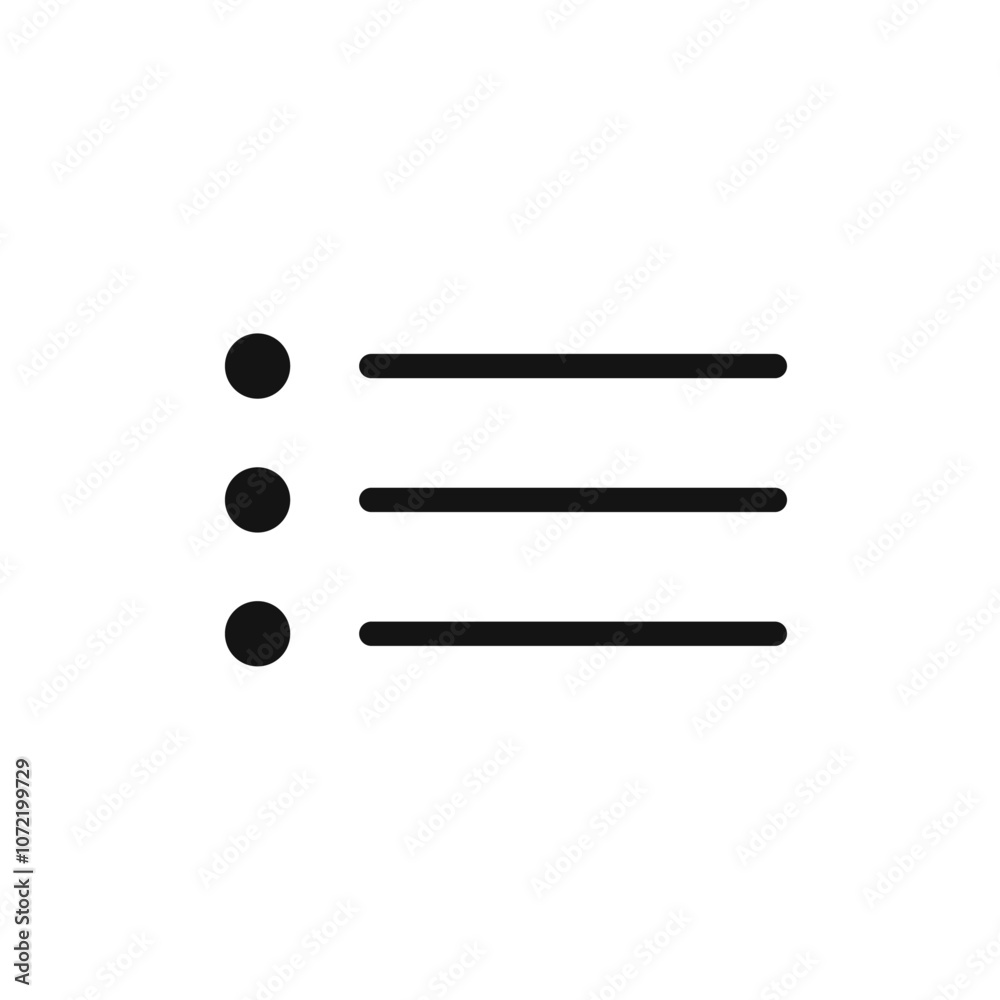 List icon black and white vector outline sign List icon black and white vector outline sign