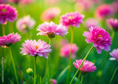 Delicate Pink Flowers Blooming Amidst Lush Green Grass, Captured in Stunning Macro Photography with Vibrant Colors and Intricate Petal Details, Perfect for Nature Lovers and Floral Enthusiasts