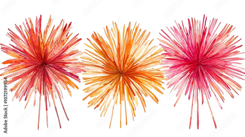 Obraz premium Bright and Vibrant Starbursts in Warm Colors, Capturing the Essence of Playful Energy and Joyful Vibes for Creative Projects and Designs