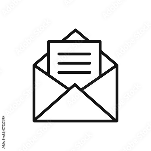 Open email icon black and white vector outline sign