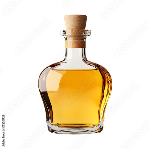 Elegant Amber-Hued Anejo Tequila Bottle on Clean White Background