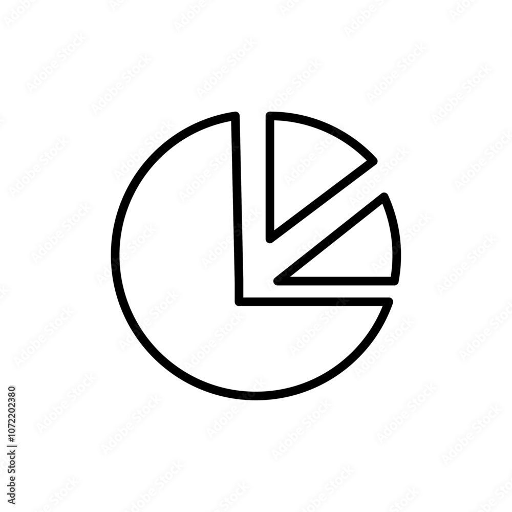 Pie chart icon black and white vector outline sign Pie chart icon black and white vector outline sign