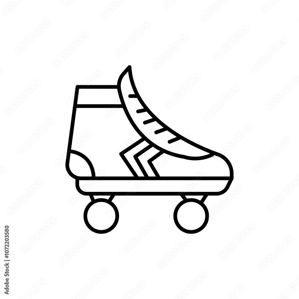 Roller skates icon black and white vector outline sign Roller skates icon black and white vector outline sign