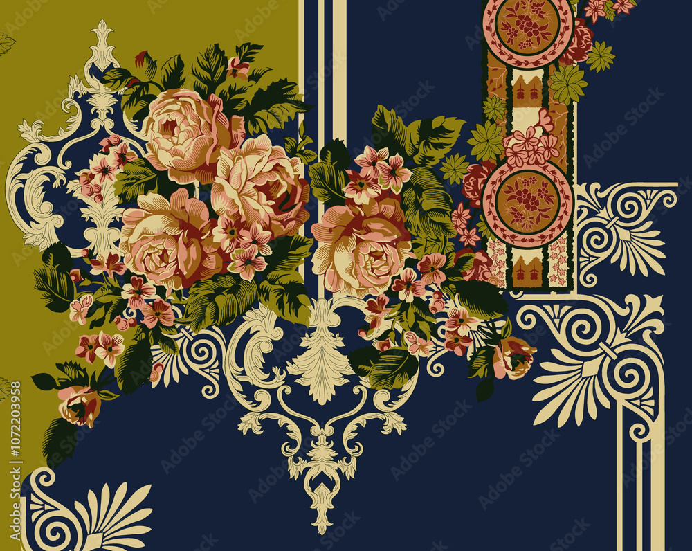 seamless beautiful wallpaper cards border design floral leaf vintage ornament Victorian geometric ethnic print paisley pattern