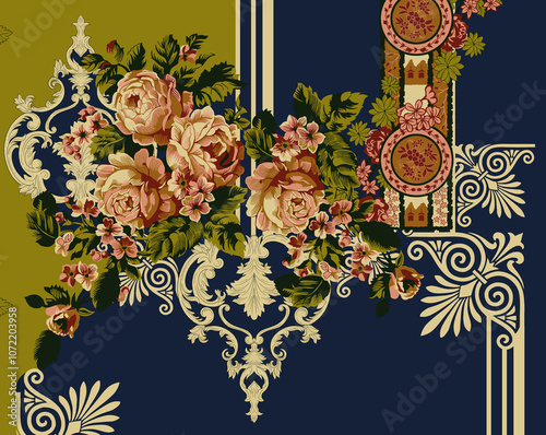 Obraz na płótnie seamless beautiful wallpaper cards border design floral leaf vintage ornament Victorian geometric ethnic print paisley pattern w salonie
