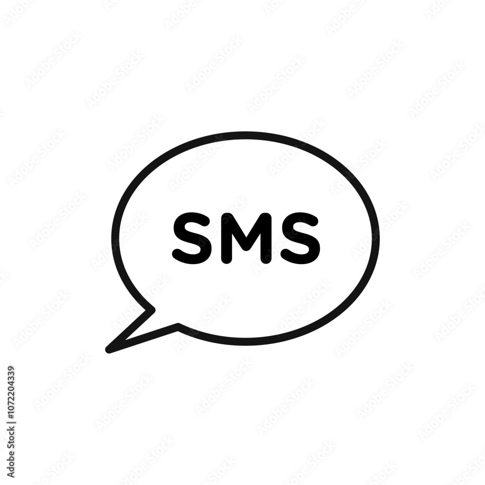 SMS icon black and white vector outline sign