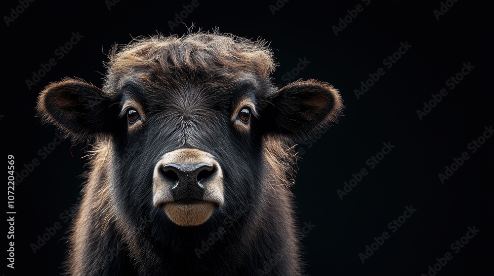 Minimalist Portrait of an Ox on Black Background Minimalist Portrait of an Ox on Black Background