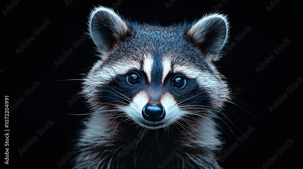 Obraz premium Minimalist Raccoon Portrait on Dark Background