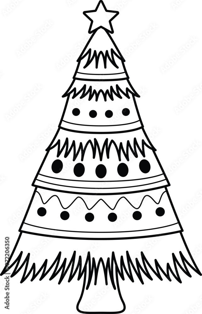Scandinavian Christmas Tree Vector Icon: A crisp tree illustration with simple geometric shapes and understated holiday charm. Scandinavian Christmas Tree Vector Icon: A crisp tree illustration with simple geometric shapes and understated holiday charm.