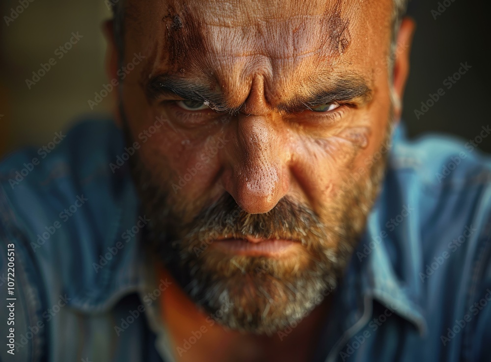 Close-up Portrait of a Serious Caucasian Man Close-up Portrait of a Serious Caucasian Man