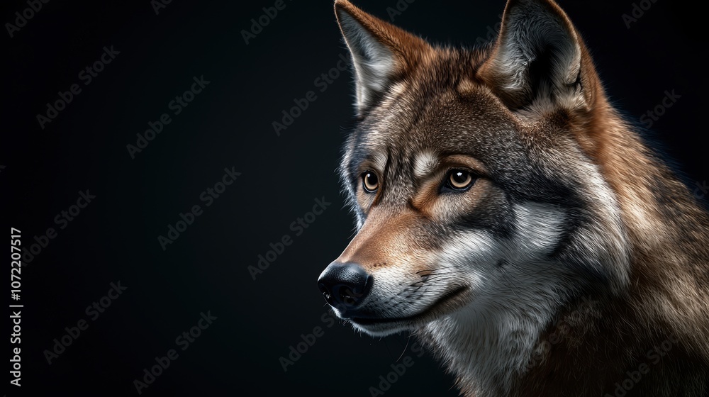 Fototapeta premium Minimalist Wolf Portrait in Dark Background