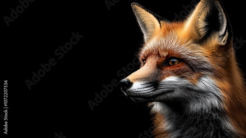 Minimalist Fox Portrait on Black Background