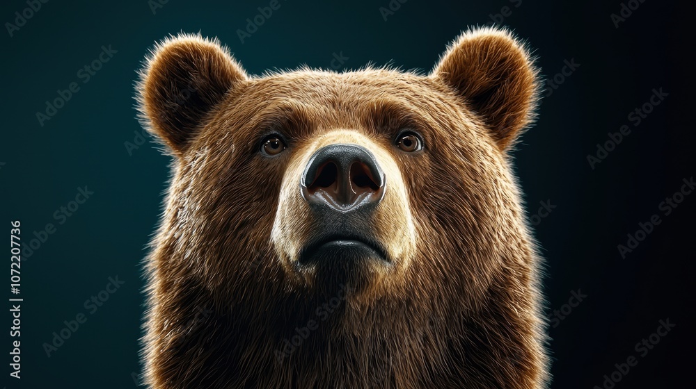 Obraz premium Minimalist Bear Portrait with Dark Background