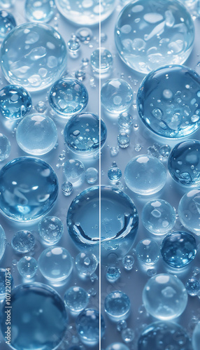  Blue Bubbles in a Transparent and Textured Watercolor Tile Design photo