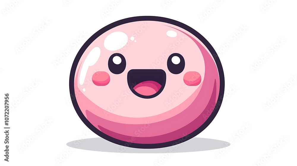 Fototapeta premium Cute Cartoon Pink Balloon Character with a Cheerful Expression Ideal for Fun and Playful Game Art Designs and Illustrations Featuring Whimsical Aesthetics and Vibrant Colors