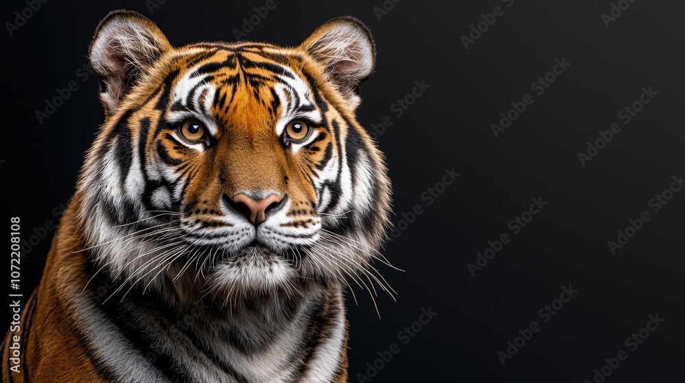 Minimalist Tiger Portrait on Dark Background Minimalist Tiger Portrait on Dark Background