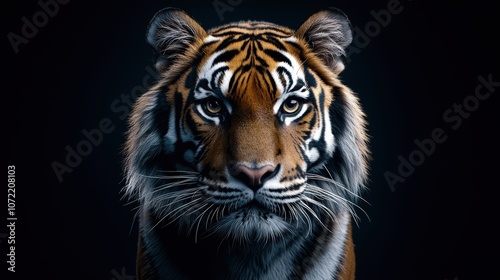 Minimalist Tiger Portrait with Dark Background