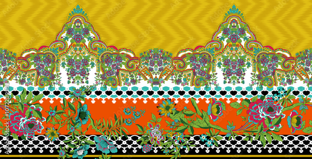 seamless beautiful wallpaper cards border design floral leaf vintage ornament Victorian geometric ethnic print paisley pattern