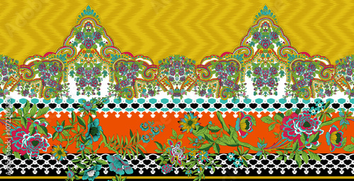 Obraz na płótnie seamless beautiful wallpaper cards border design floral leaf vintage ornament Victorian geometric ethnic print paisley pattern w salonie