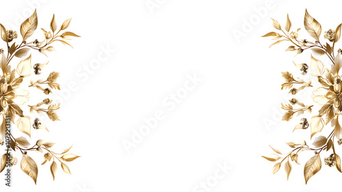 Elegant floral border design in gold on white background. Perfect for UI