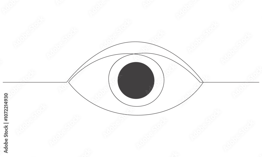 Obraz premium Vector continuous single line drawing of eye on white background concept of eye care. 