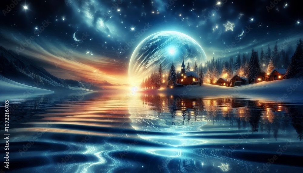 Obraz premium Holiday sky reflecting in water ripple