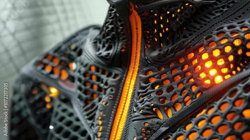 Innovative 3d-printed fabric jacket showcasing intricate design and functionality