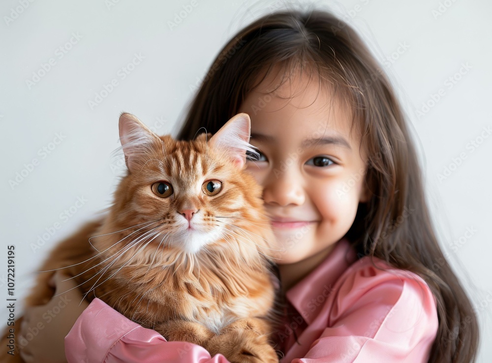 little girl hugging a ginger cat little girl hugging a ginger cat