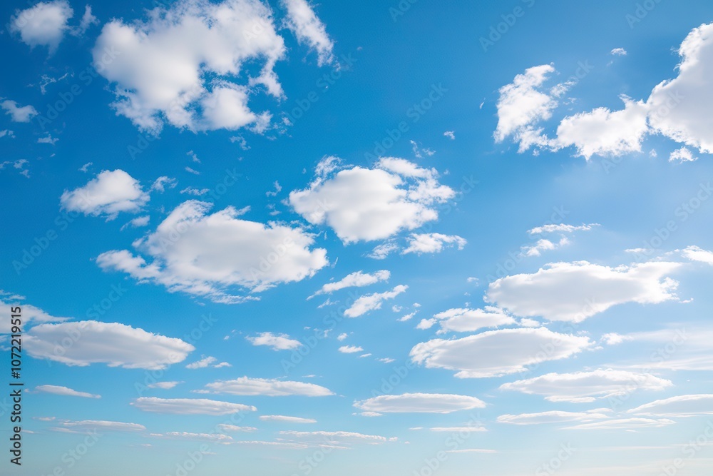 A photo of a bright blue sky with fluffy white clouds