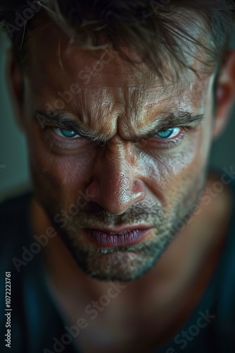 Close Up Portrait of a Man with a Determined Expression