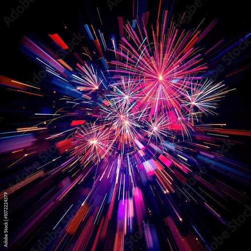 Abstract, exploding colors, fireworks, celebration, joy, winter festival, Juleferien Norge, motion blur, high resolution